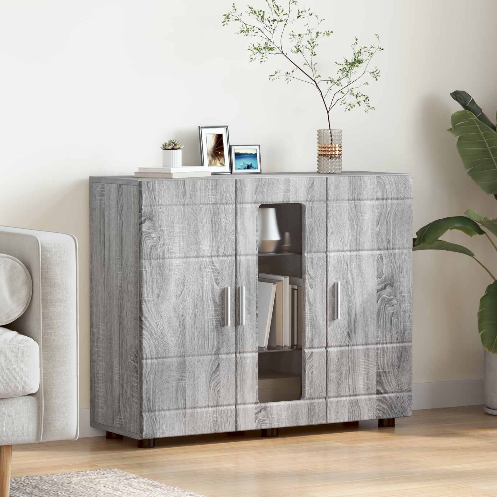Highboard mit Regal FLORIN Weiß 60 x 35 x 182 cm Holzwerkstoff