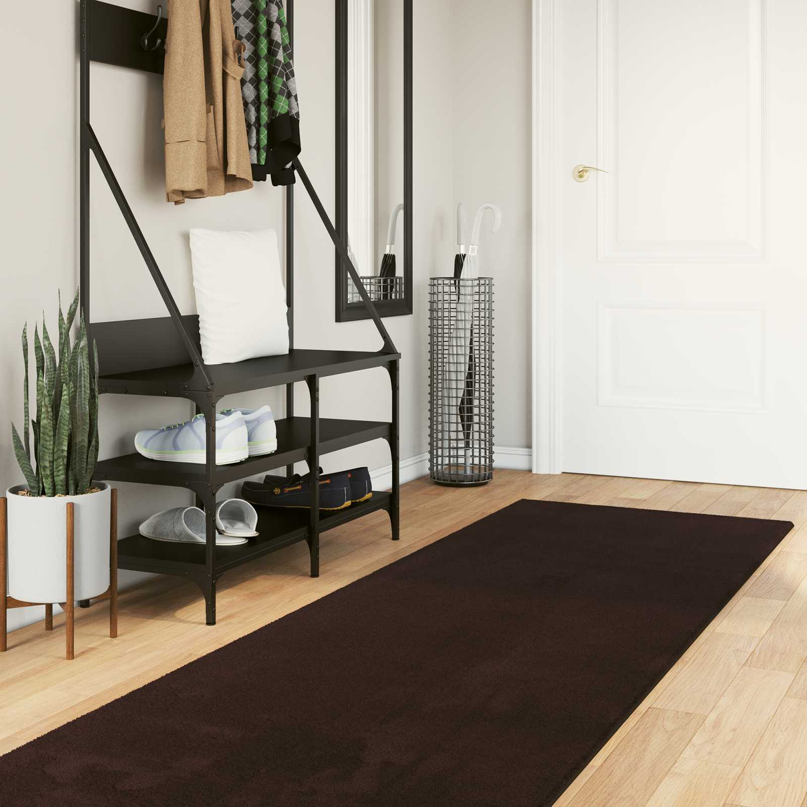 Teppich HUARTE Kurzflor Weich und Waschbar Anthrazit 60x110 cm