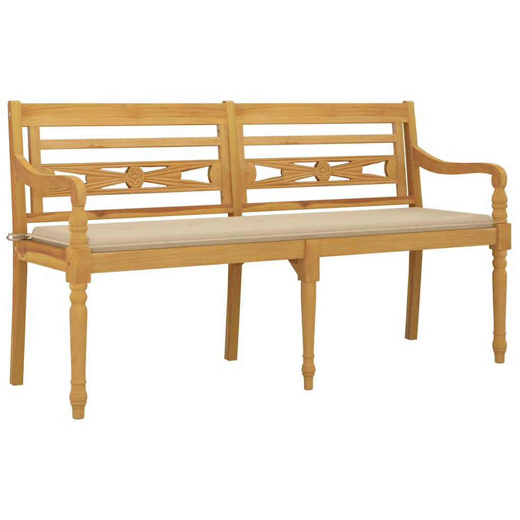 Batavia-Gartenbank mit Anthrazit Kissen 120 cm Teak Massivholz