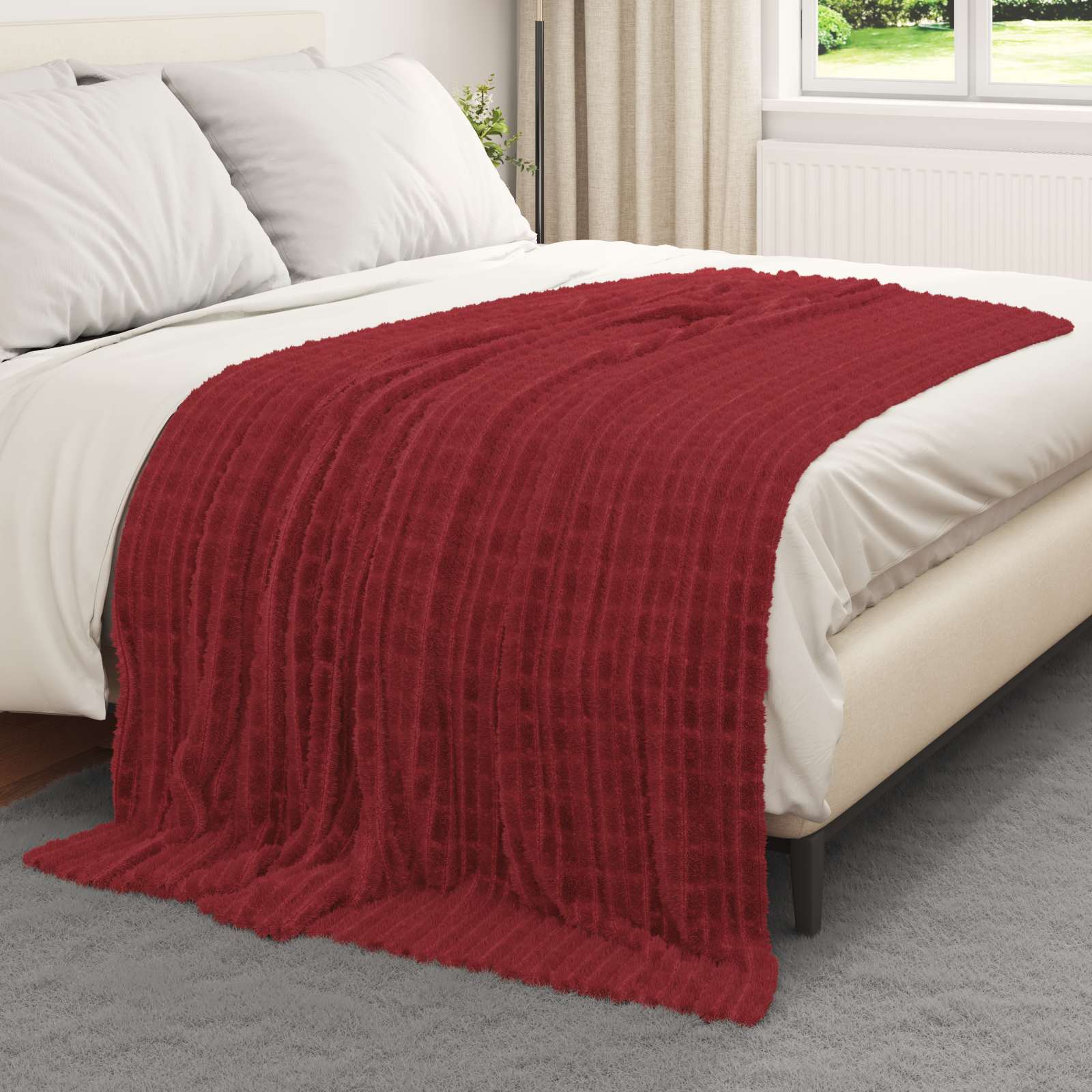 Überwurfdecke Beige 150 x 130 cm Fleece
