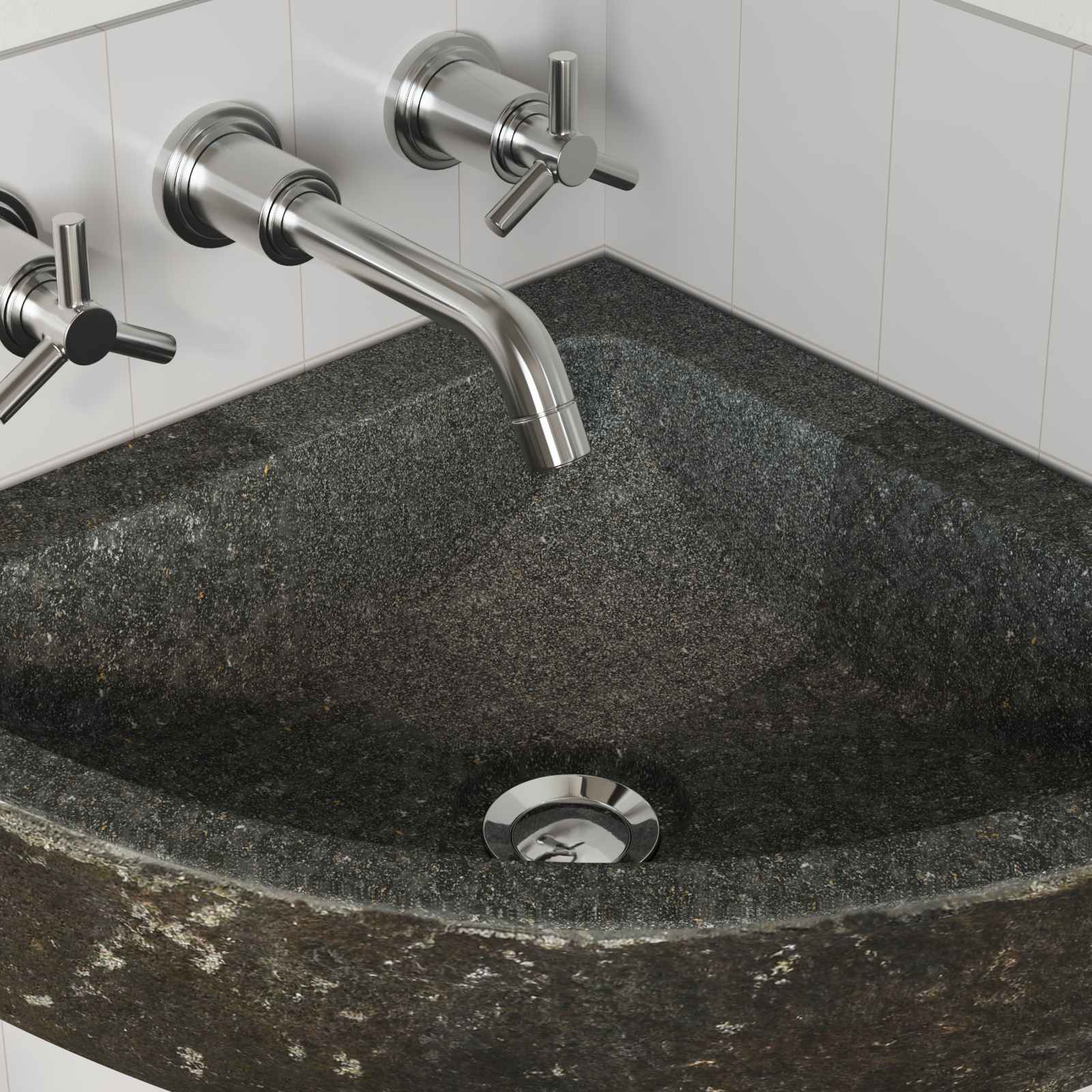 Waschbecken Grau (30-37) x (30-37) x 12 cm Flussstein