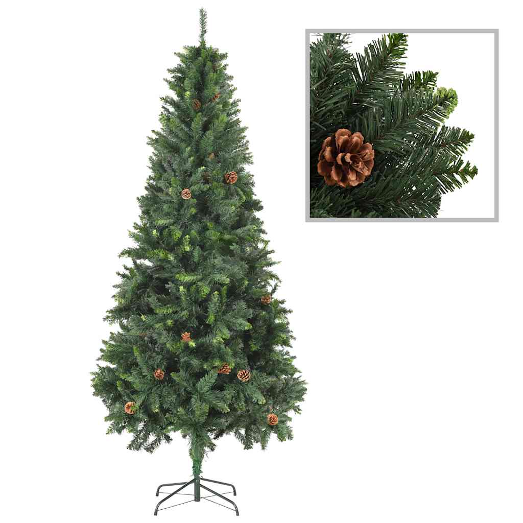 Künstlicher Weihnachtsbaum mit Beleuchtung & Kugeln Grün 180 cm