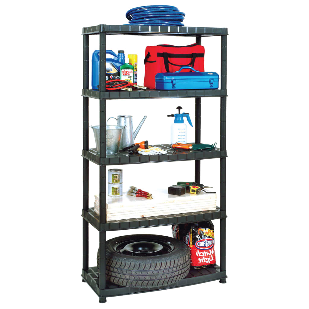 Lagerregal 4-Tier Schwarz 61x30,5x130 cm Kunststoff