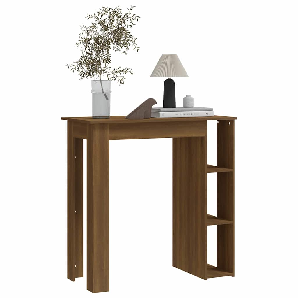 Bartisch mit Regal Weiß 102x50x103,5 cm Holzwerkstoff