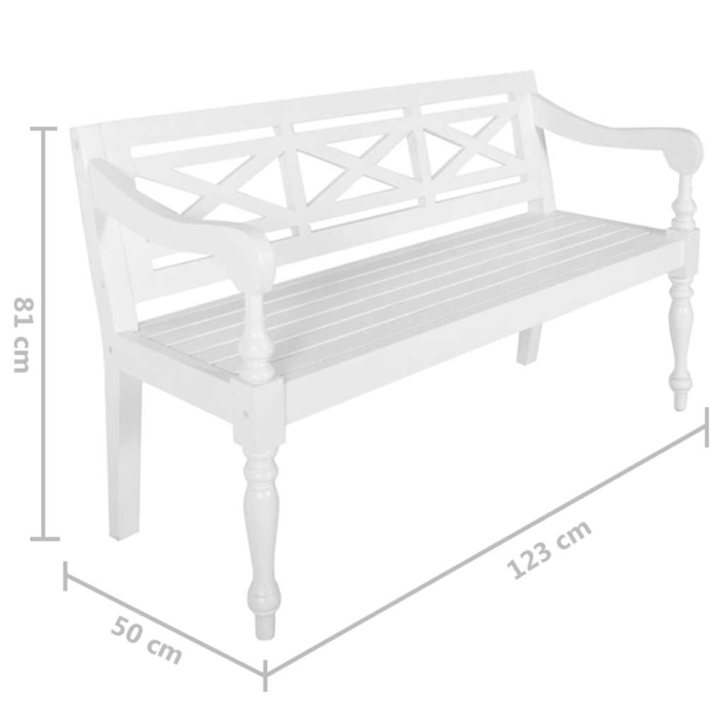 Batavia-Sitzbank 98 cm Mahagoni Massivholz Weiß