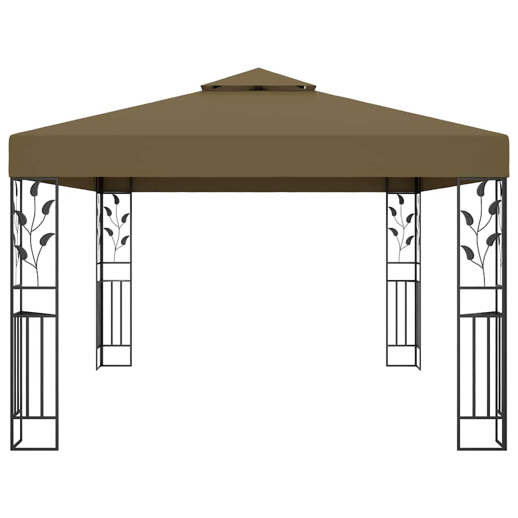 Pavillon mit Doppeldach & LED-Lichterkette 3x4 m Weiß
