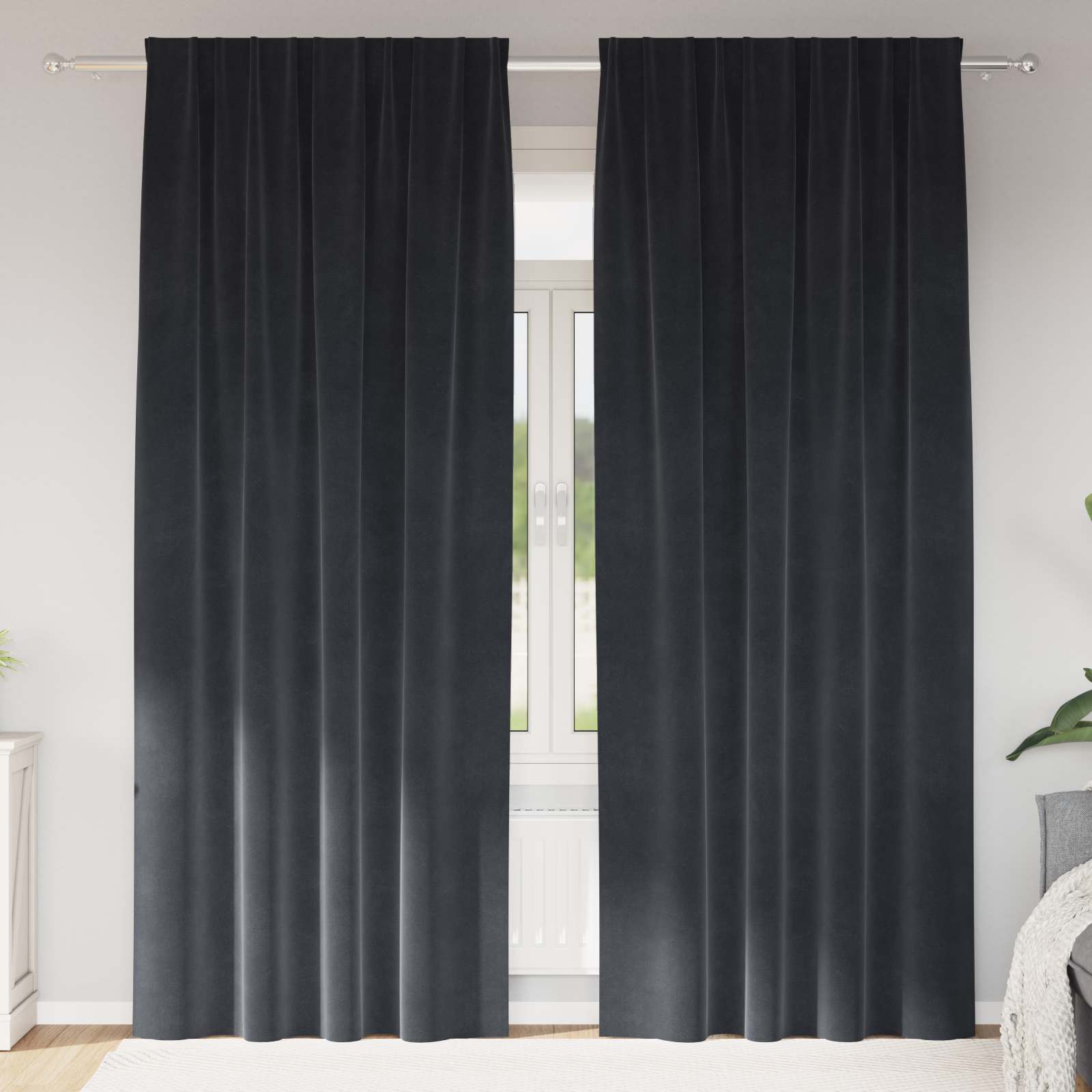 Verdunkelungsvorhänge 2 pcs Schwarz 140 x 140 cm Samt