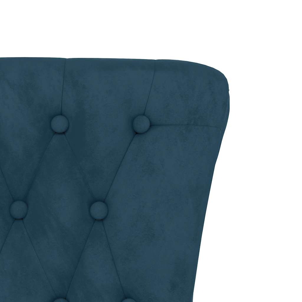 Polsterstuhl mit Hoher Rückenlehne Blau Samt Knopfheftung