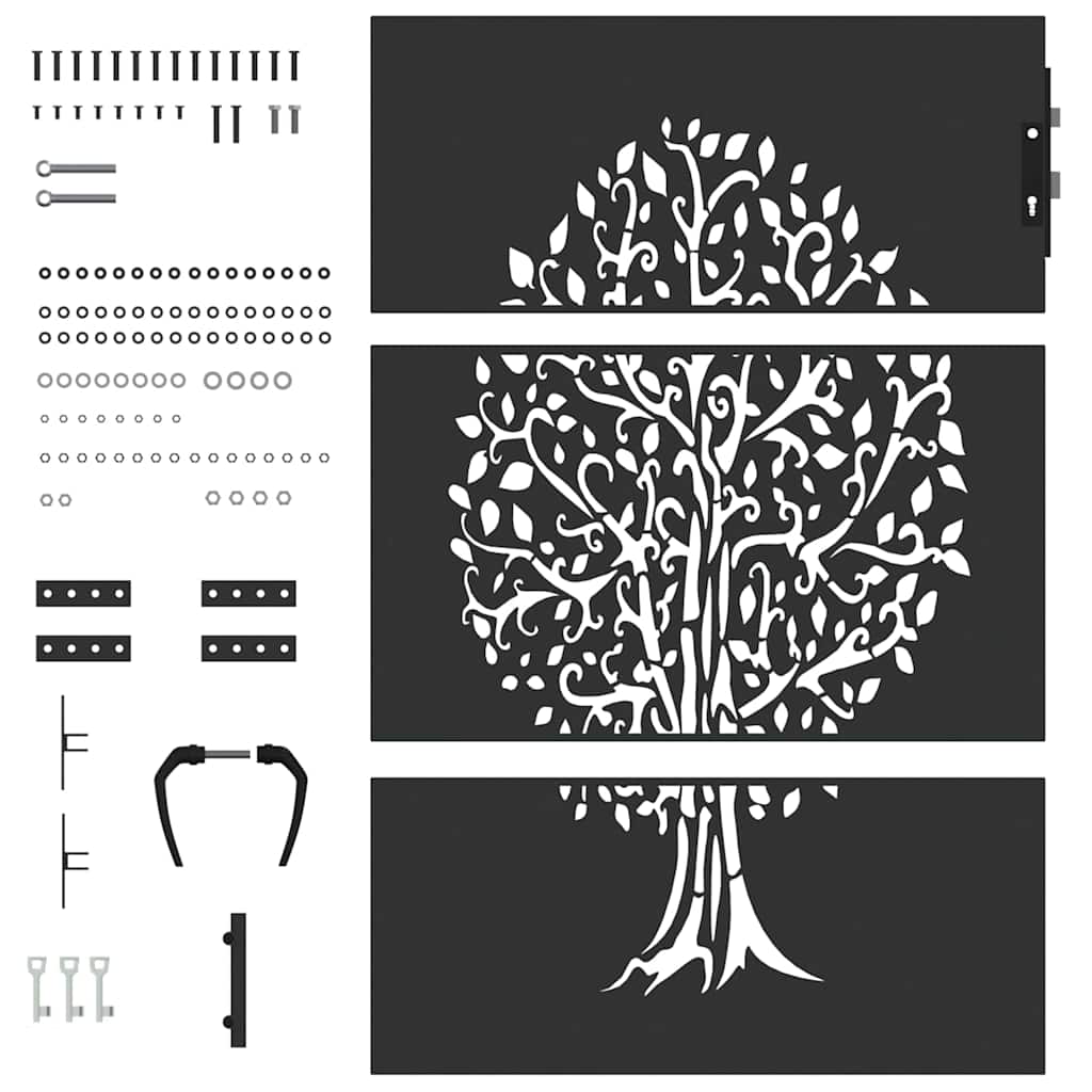Gartentor 85x75 cm Cortenstahl Baum-Design
