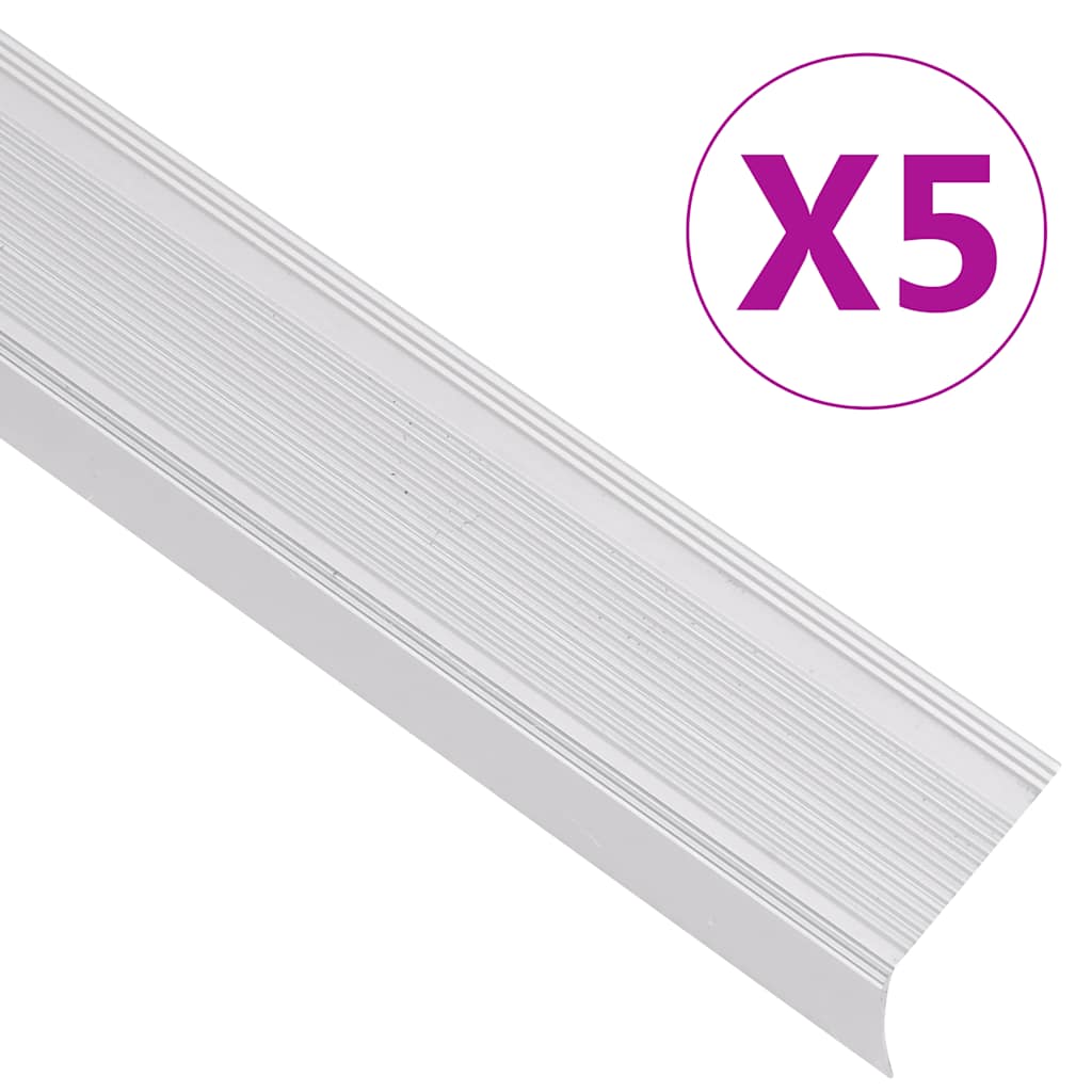 Treppenkantenprofile in L-Form 15 Stk. Aluminium 90 cm Silbern