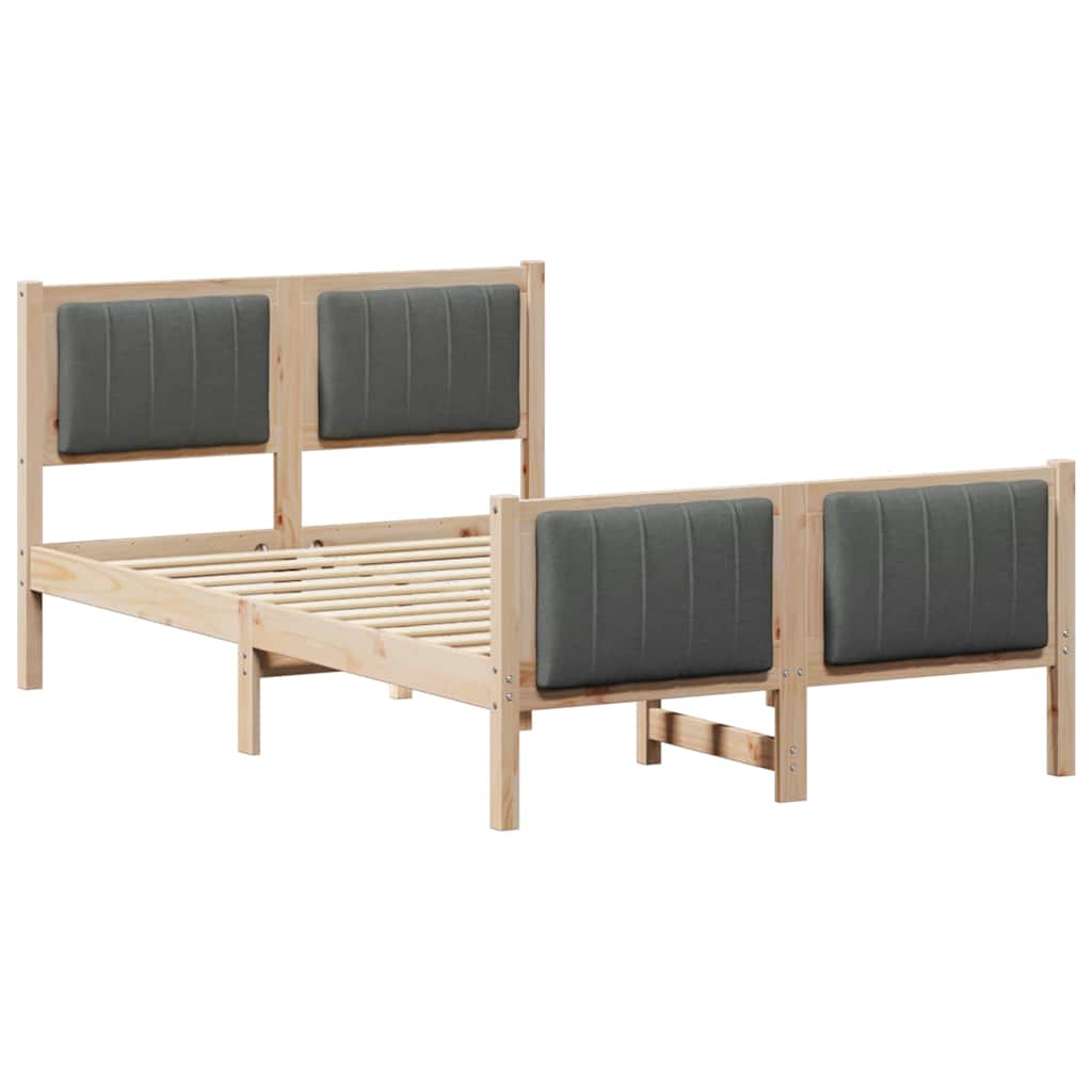 Bettgestell Braun und hellgrau 200 x 200 cm Massivholz Kiefer