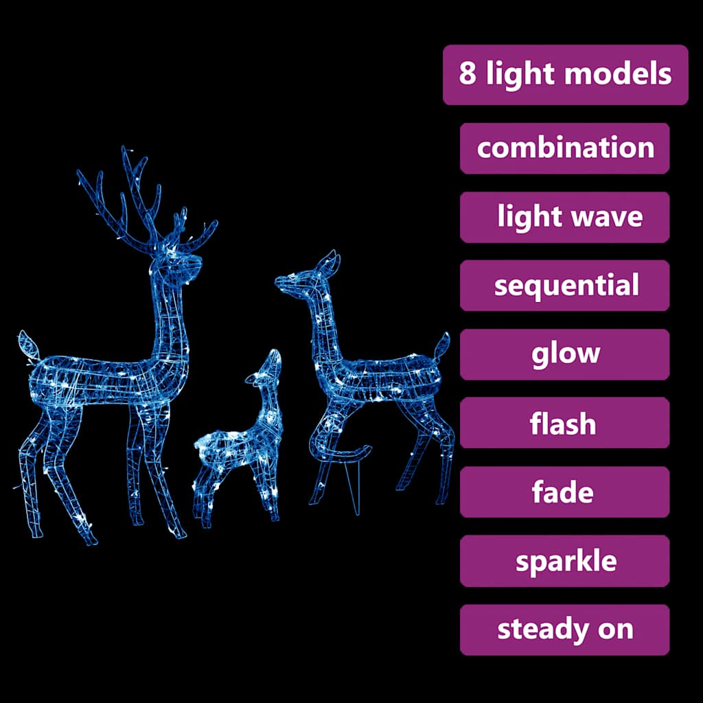 Rentierfamilie Weihnachtsdekoration Weiß und Silber 201 LEDs