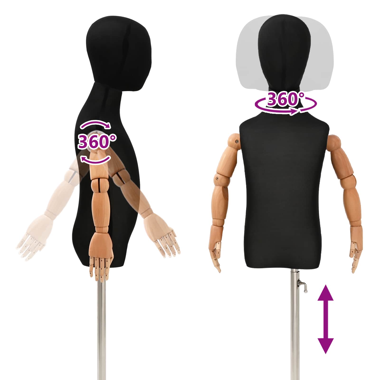 Verstellbares 120-150 cm Mannequin mit Basis Unisex PP Weiß