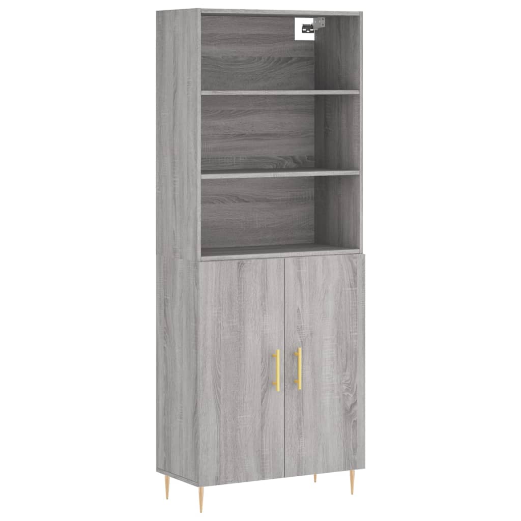 Highboard Hochglanz-Weiß 69,5x34x180 cm Holzwerkstoff
