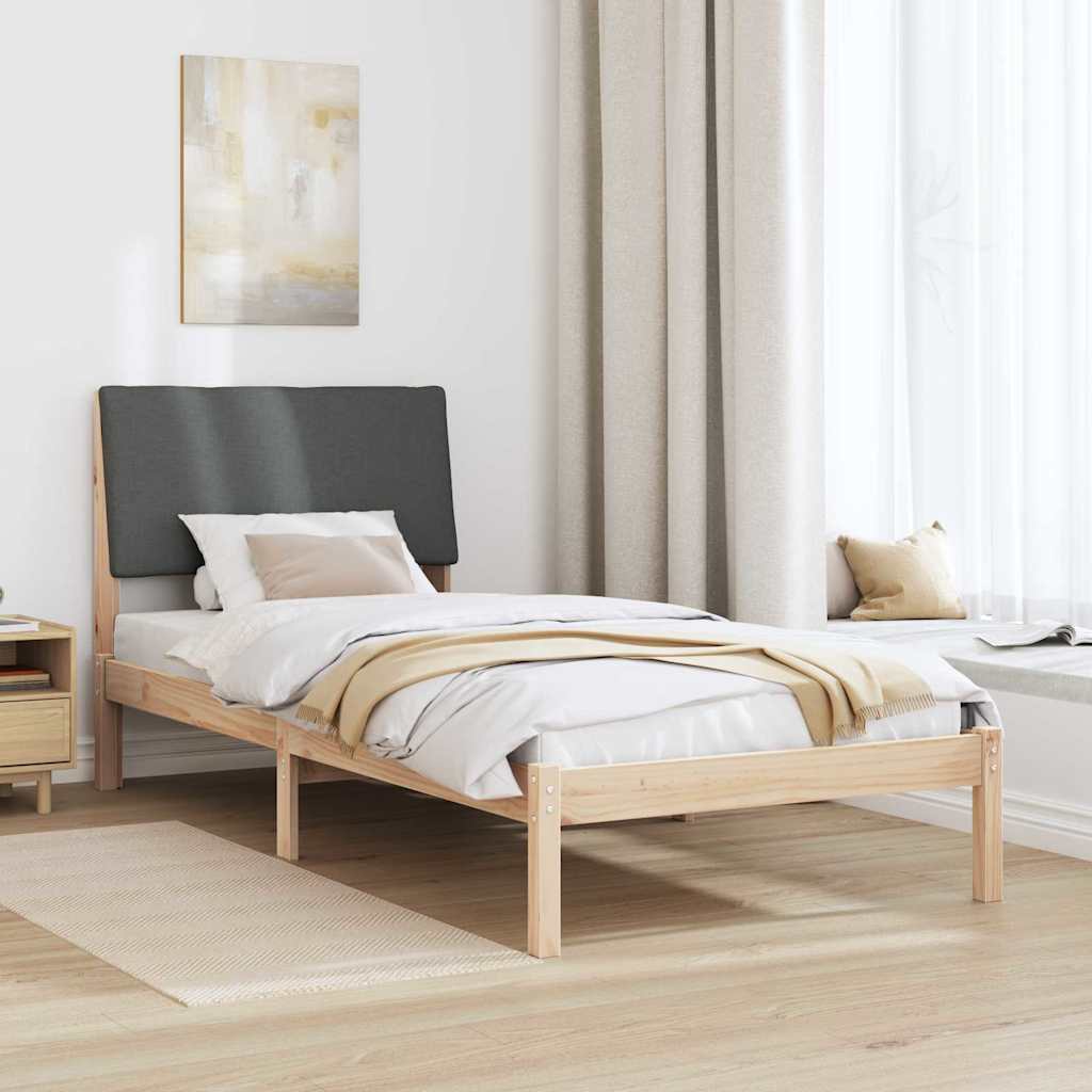 Bettgestell Braun und hellgrau 200 x 200 cm Massivholz Kiefer