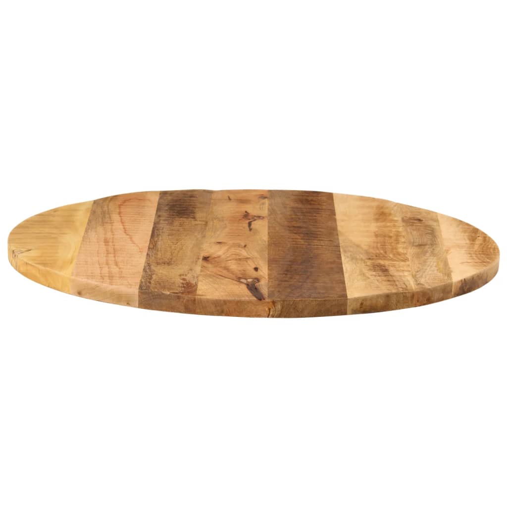 Tischplatte Ø 40x2,5 cm Rund Raues Massives Mangoholz