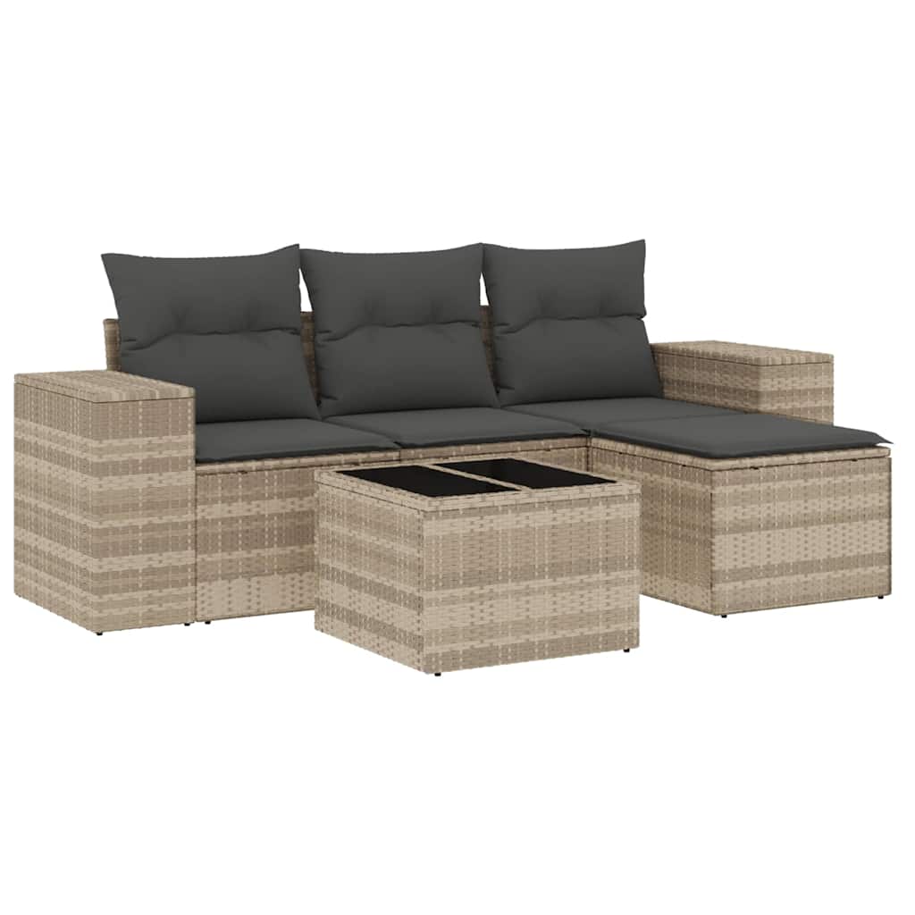 4-tlg. Garten-Sofagarnitur mit Kissen Schwarz Poly Rattan