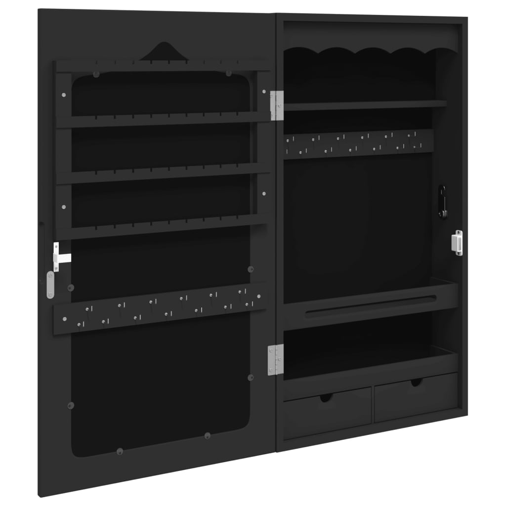 Schmuckschrank mit Spiegel Wandmontage Weiß 37,5x10x106 cm