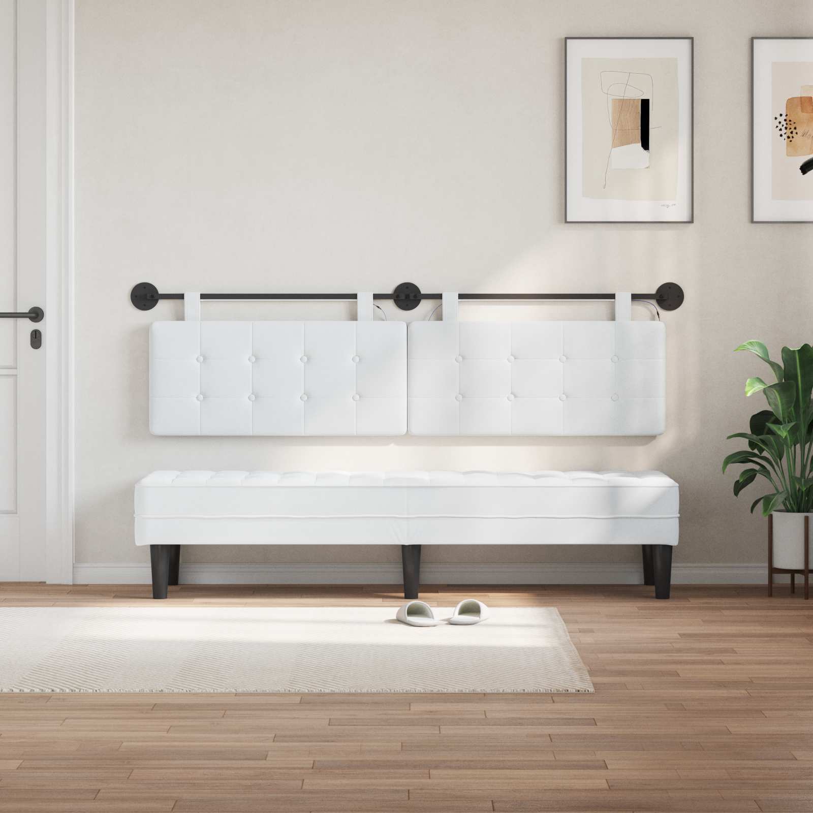 Hängendes Kopfteil Mit LED Licht Wolkengrau Stoff