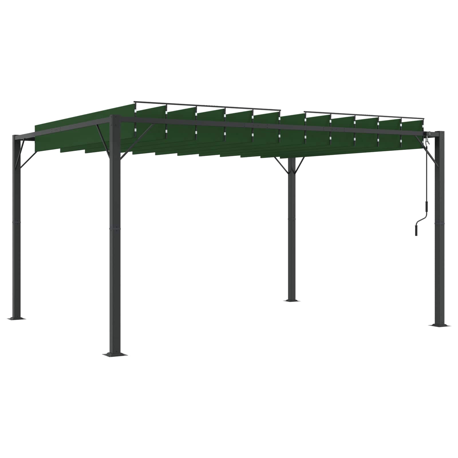 Pergola mit Lamellendach 3x3 m Creme Stoff und Aluminium
