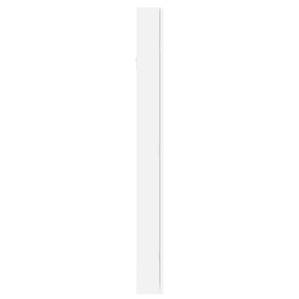 Schmuckschrank mit Spiegel Wandmontage Weiß 37,5x10x106 cm