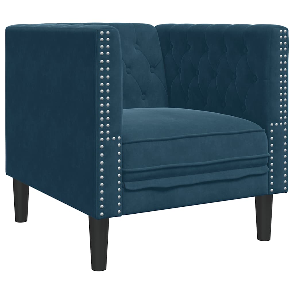 3-tlg. Chesterfield-Sofa-Set mit Nackenrollen Hellgrau Samt