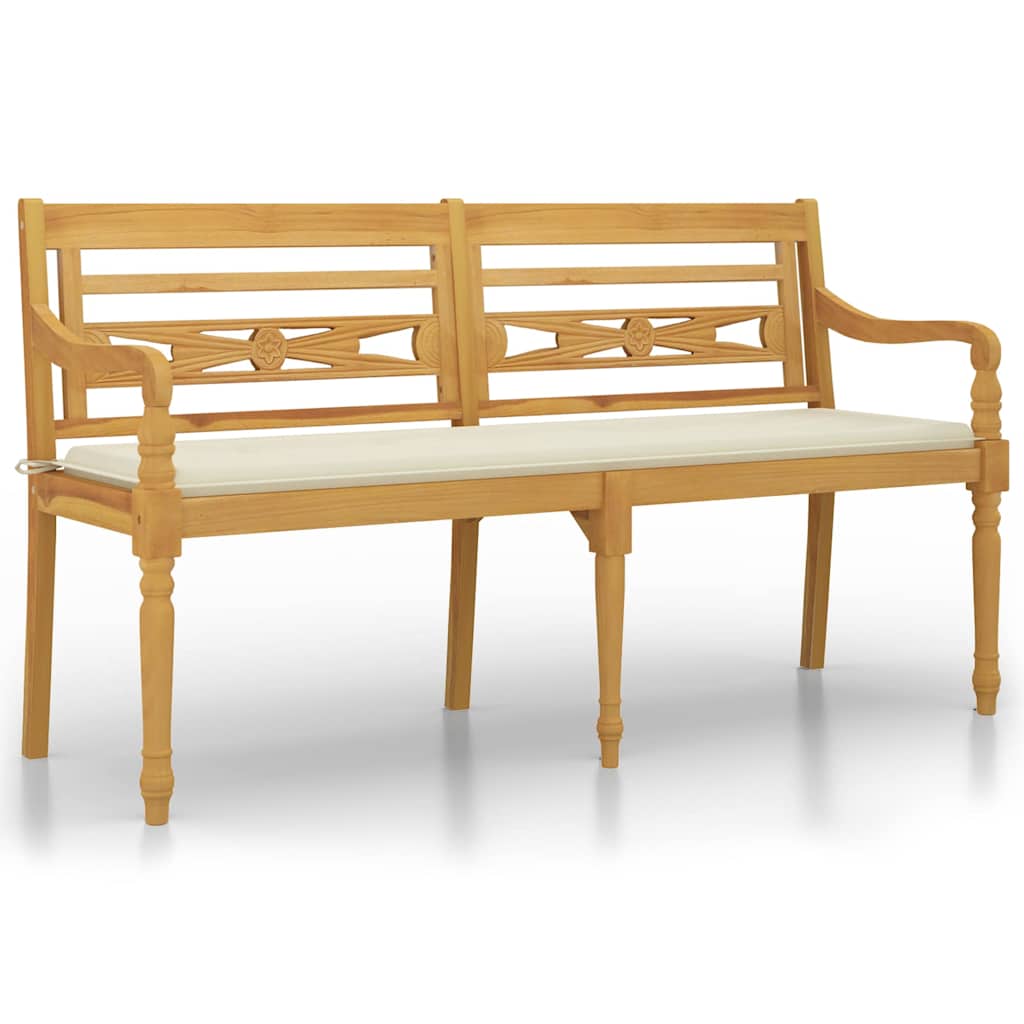 Batavia-Gartenbank mit Anthrazit Kissen 120 cm Teak Massivholz