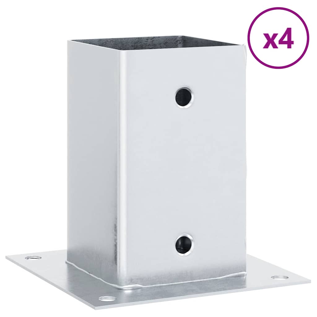 Pfostenträger Quadratisch 4Stk. Silber 46x46mm Verzinkter Stahl