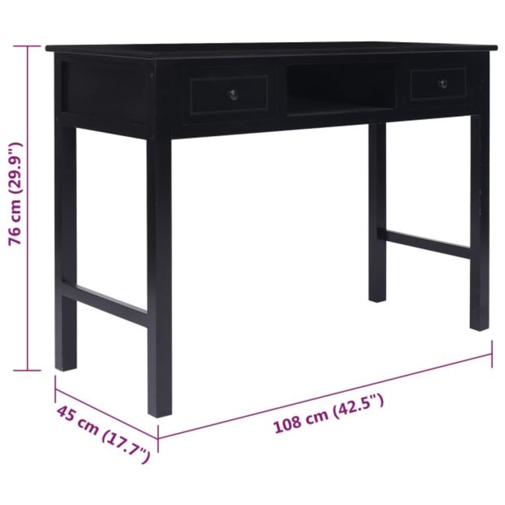 Schreibtisch Weiß 108x45x76 cm Massivholz Paulownia