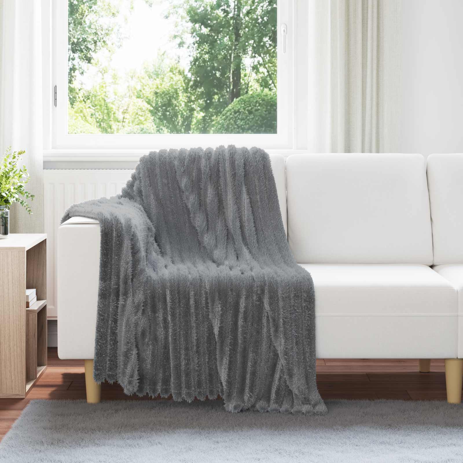 Überwurfdecke Beige 150 x 130 cm Fleece