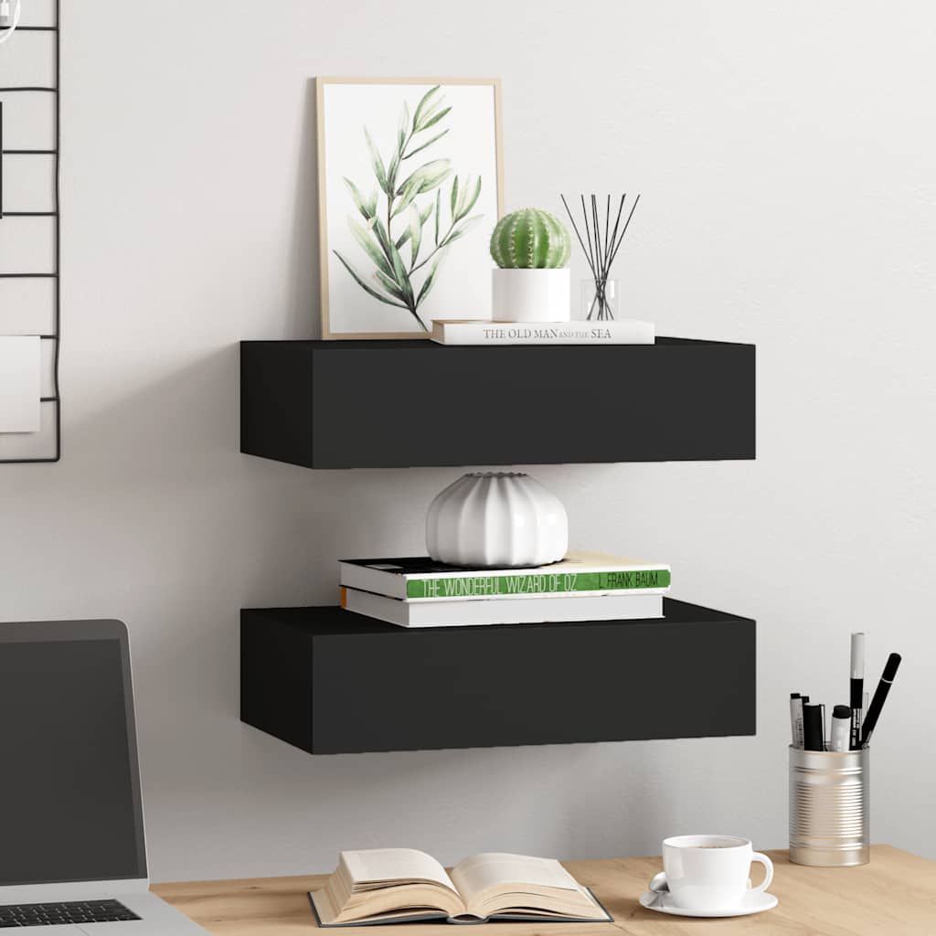 Wandregal mit Schublade Weiß 40x23,5x10 cm MDF