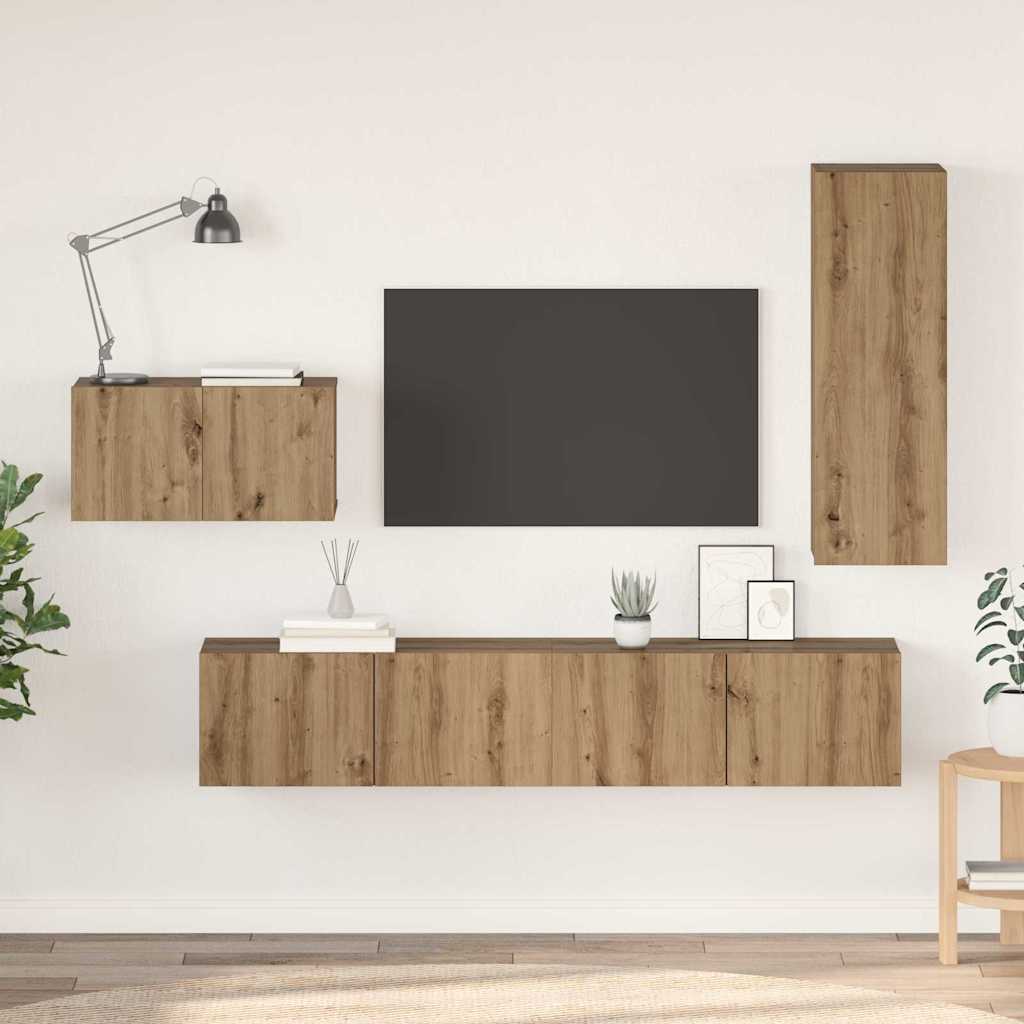 4-tlg. TV-Schrank-Set Weiß Holzwerkstoff