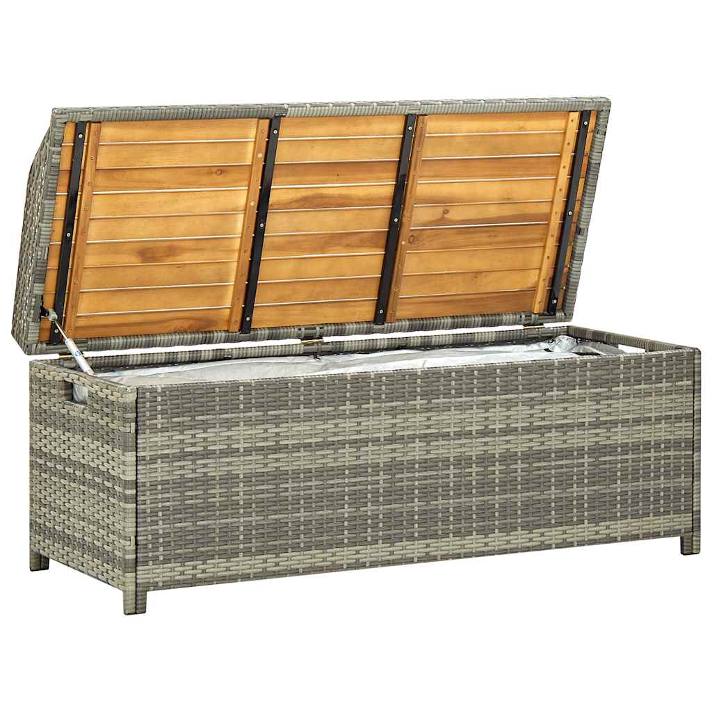 Bank mit Stauraum Schwarz 100x50x52 cm Poly Rattan Akazienholz