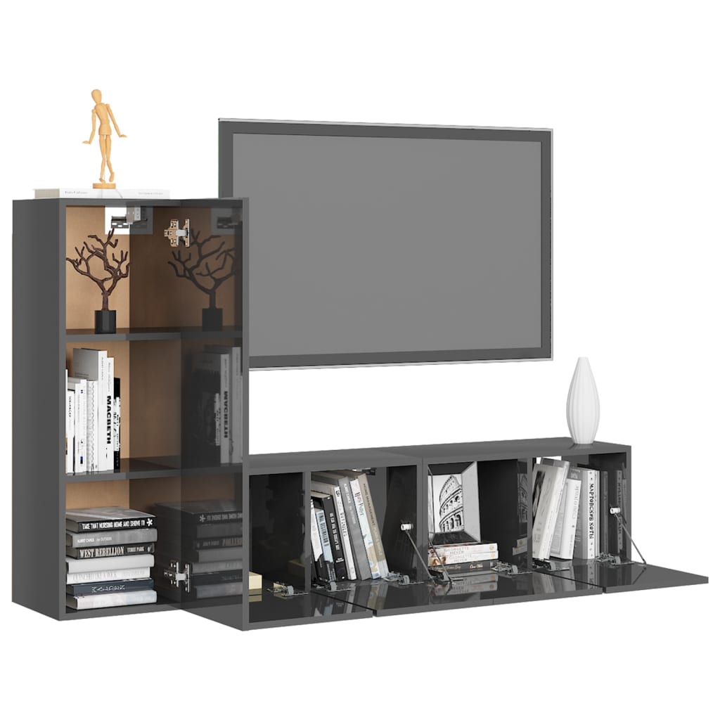 3-tlg. TV-Schrank-Set Weiß Holzwerkstoff
