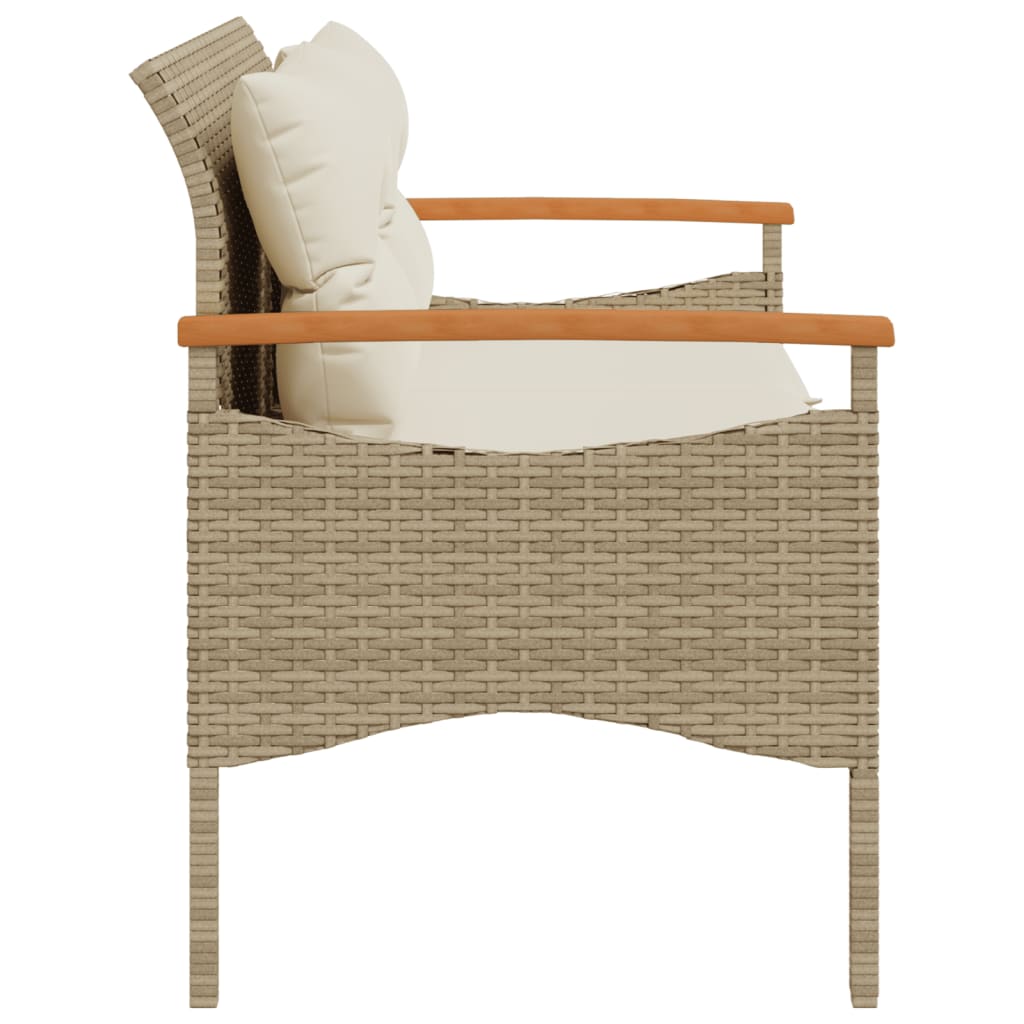 Gartenbank mit Kissen 116x62,5x74 cm Schwarz Poly Rattan