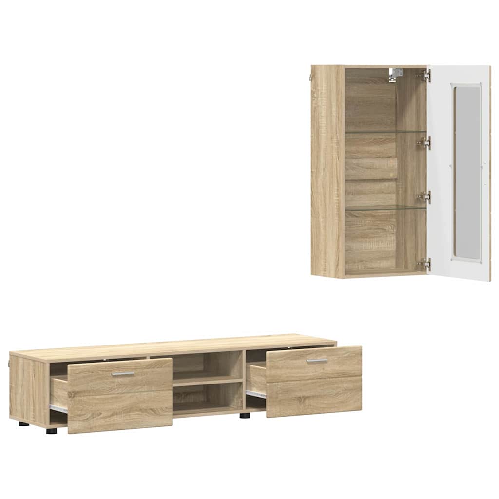 Highboard mit Regal FLORIN Weiß 60 x 35 x 182 cm Holzwerkstoff