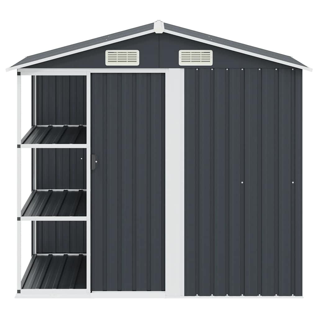Gartenhaus mit Regal Grau 205x130x183 cm Eisen
