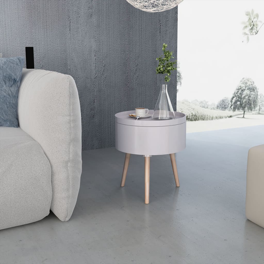 Beistelltisch mit Serviertablett rund 39,5x44,5 cm weiß
