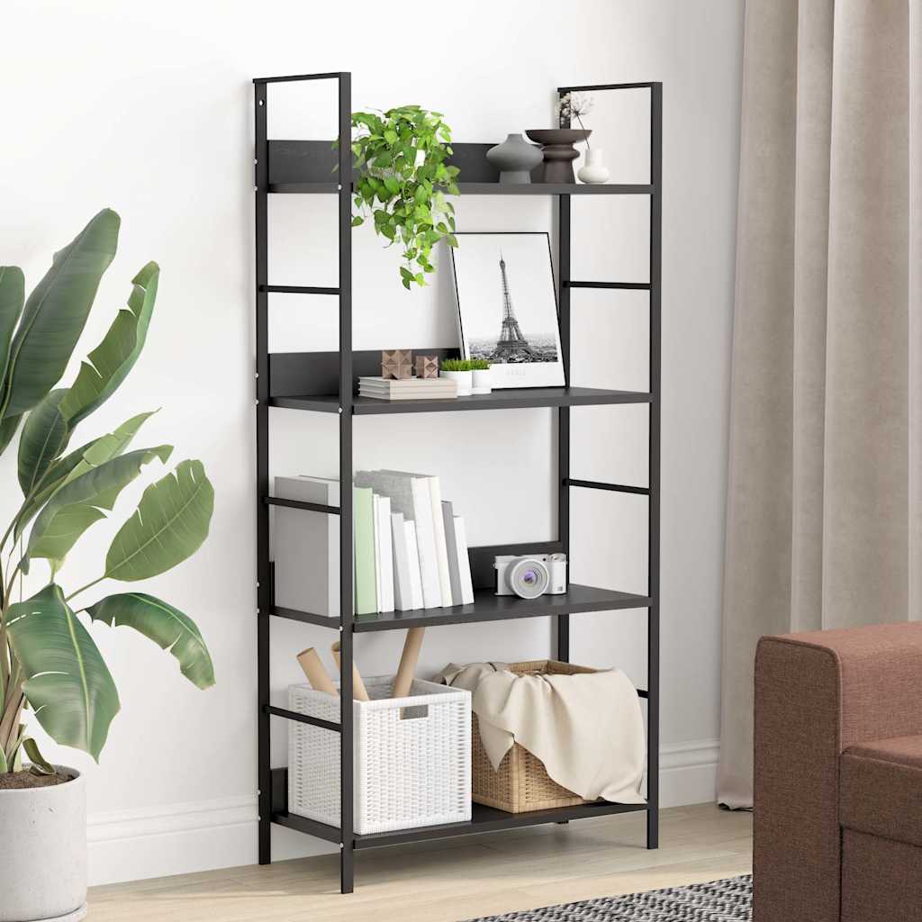 Bücherregal 3 Regalböden Schwarz 60×27,6×90,5 cm Holzwerkstoff