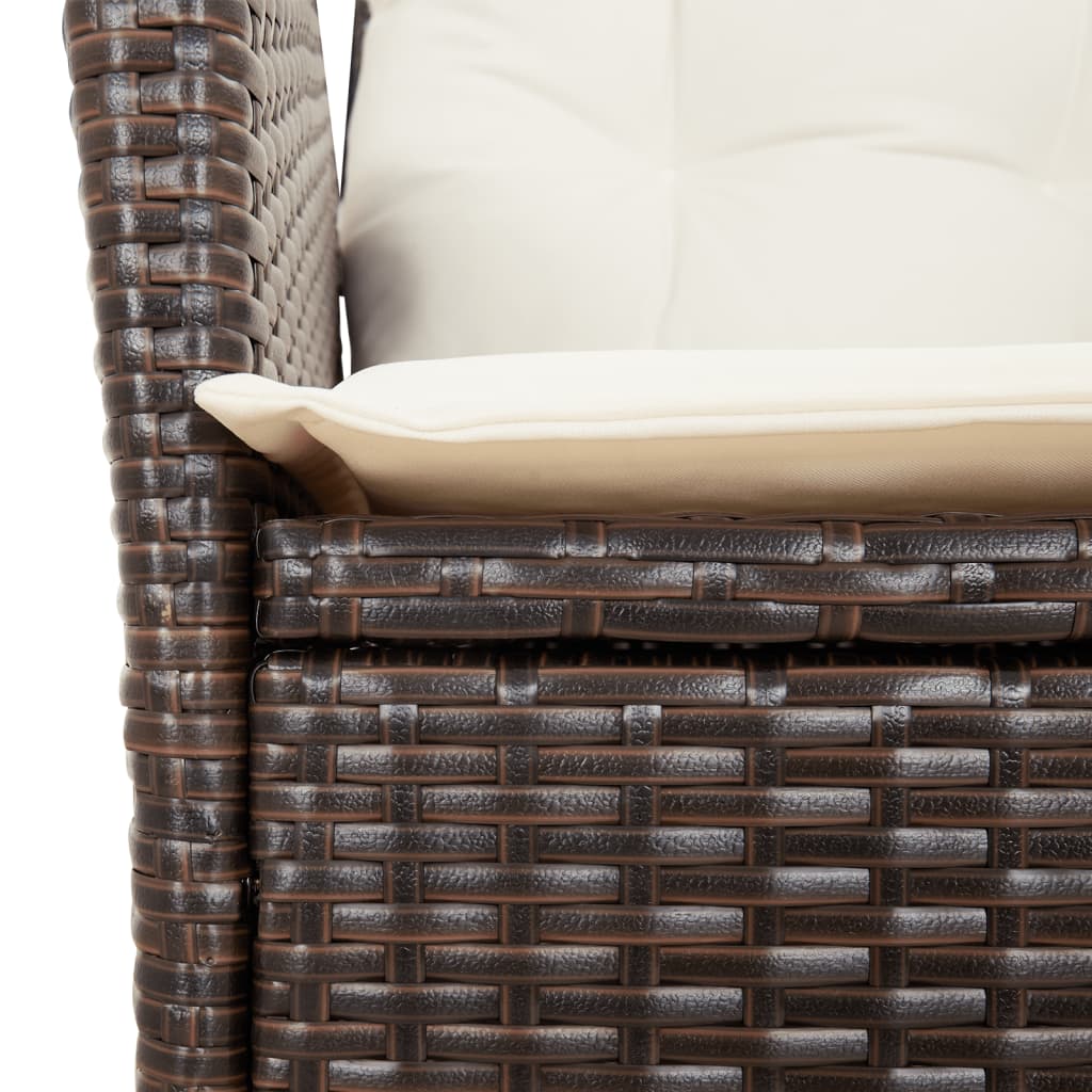 Gartensessel Verstellbar mit Kissen Schwarz Poly Rattan