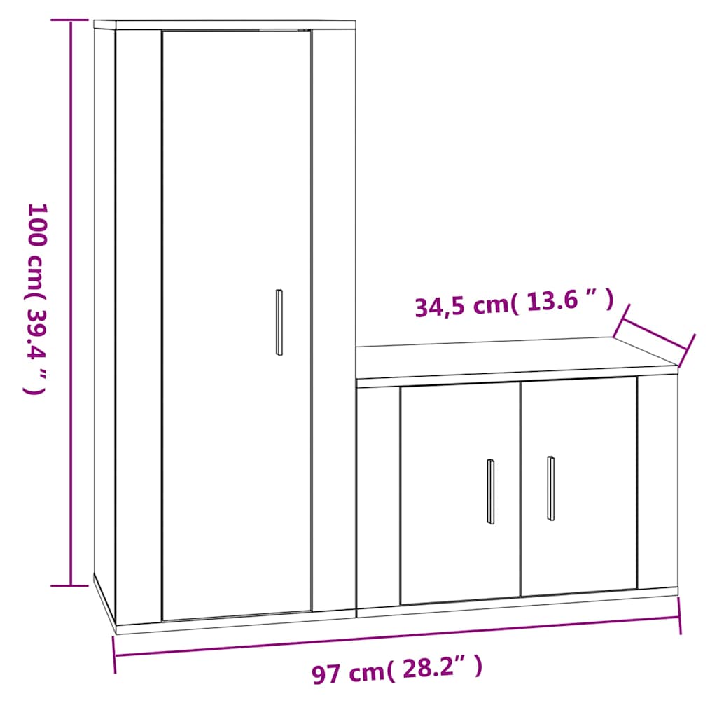 2-tlg. TV-Schrank-Set Weiß Holzwerkstoff