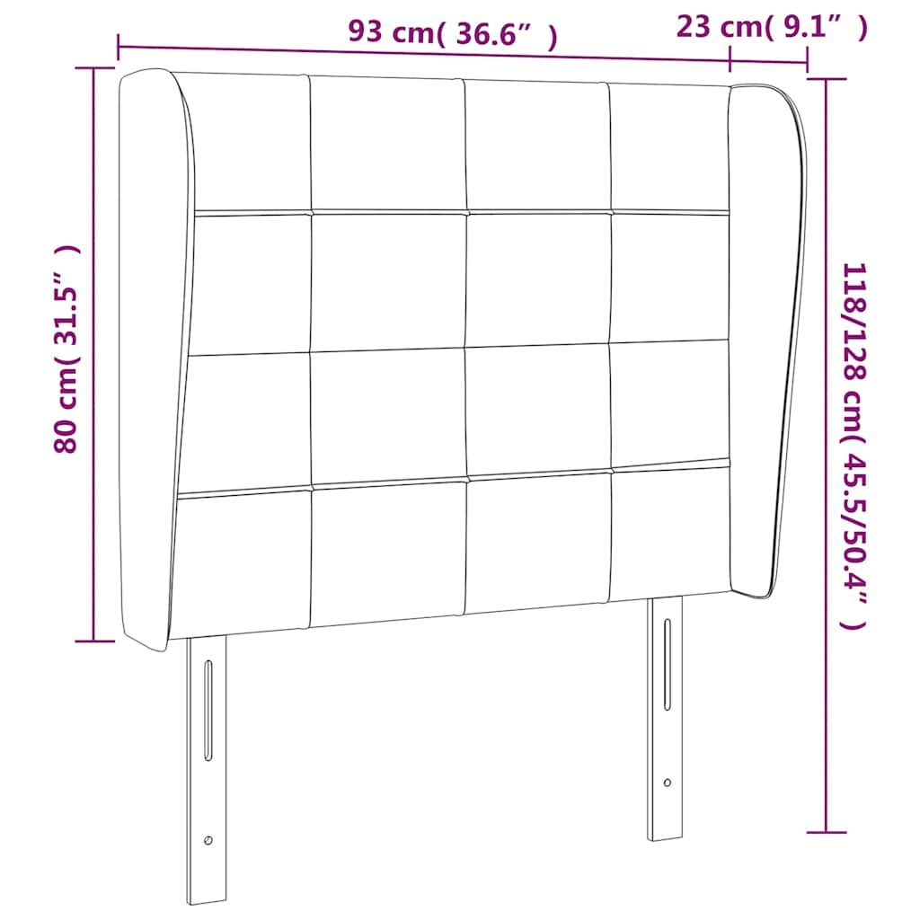 Kopfteil mit Ohren Dunkelblau 93x23x78/88 cm Samt