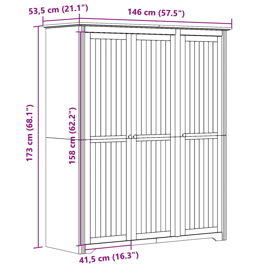 Kleiderschrank BODO Honigbraun 53,5 x 99 x 173 cm Holzwerkstoff