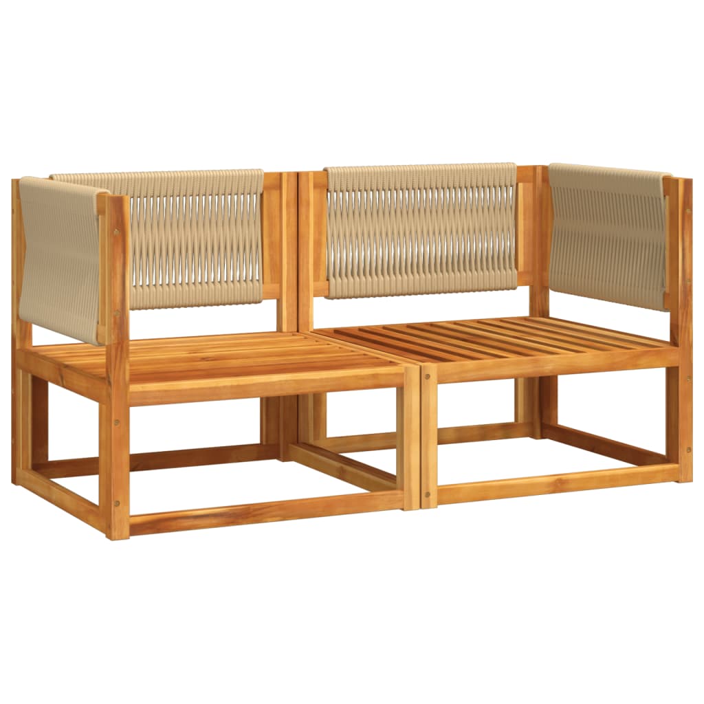 6-tlg. Gartensofa-Set mit Kissen Holz Akazie & Seil