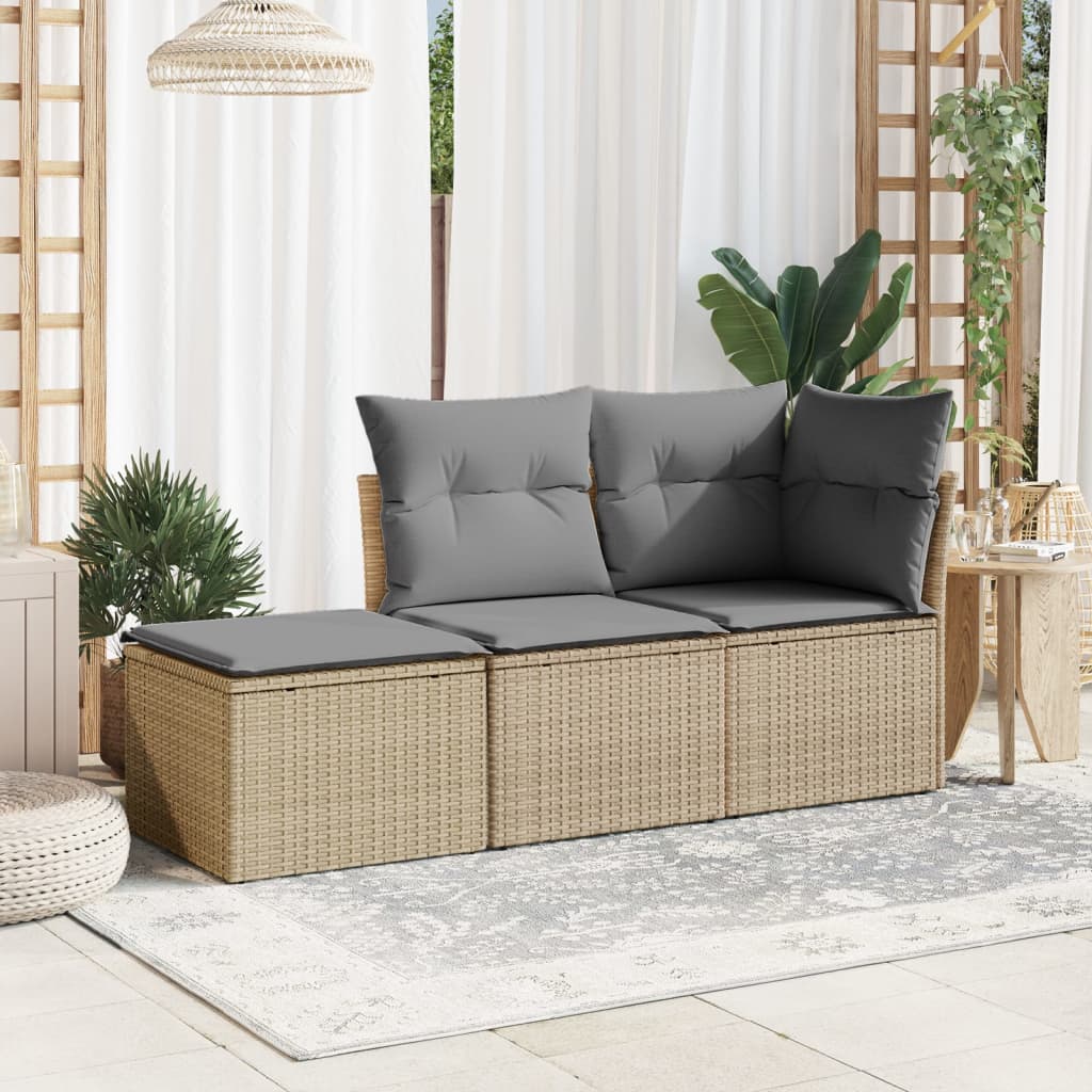 Gartenhocker mit Kissen Schwarz 55x55x37 cm Poly Rattan
