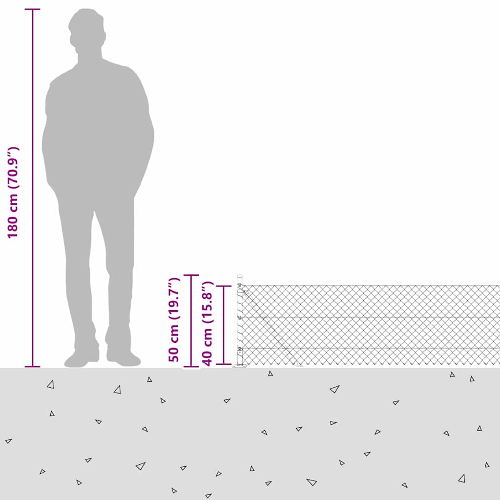 Outdoor Kettenglied-Zaun Erdfixierung 10 x 0,4 m Grün Netz