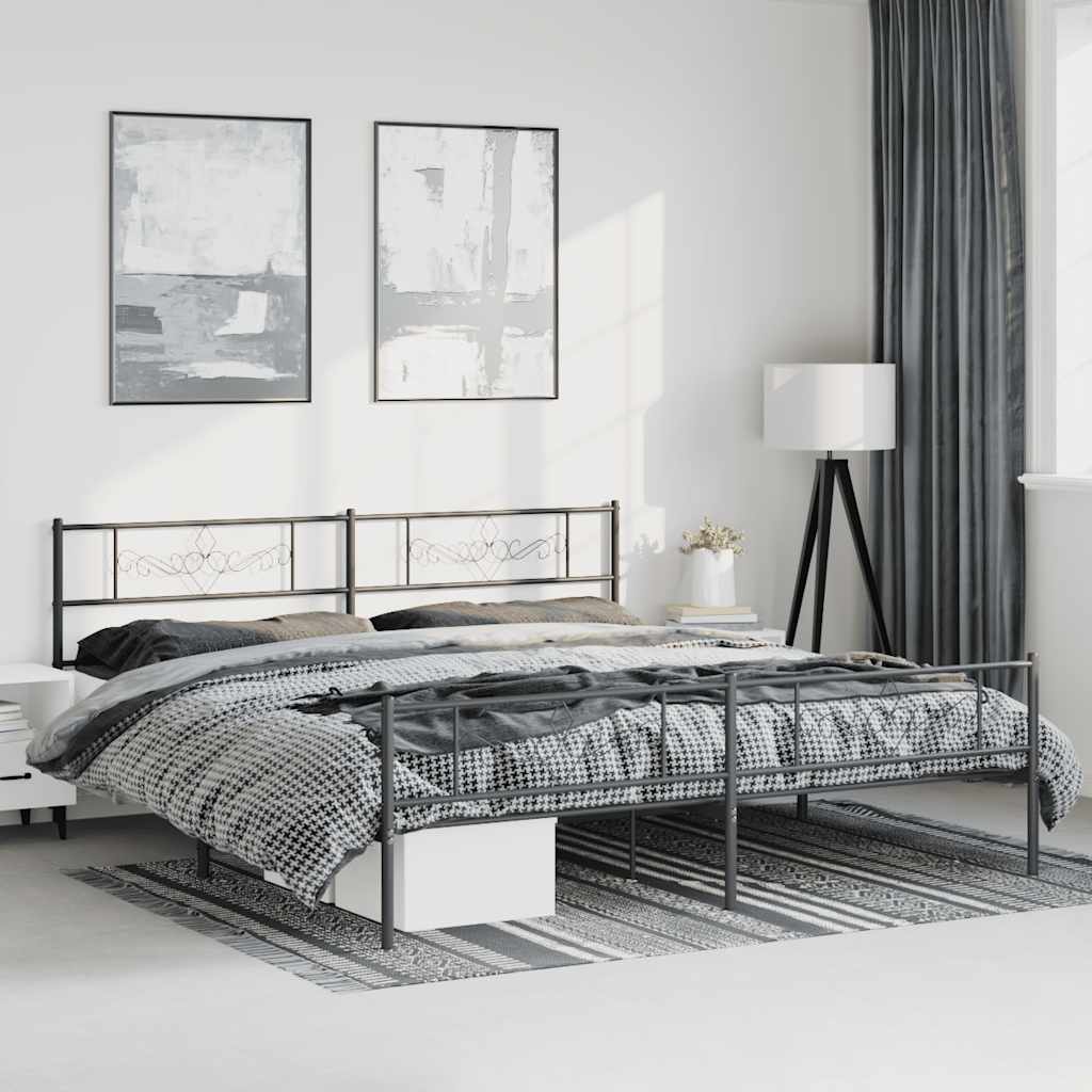 Bettgestell mit Kopfteil Metall Schwarz 100x190 cm
