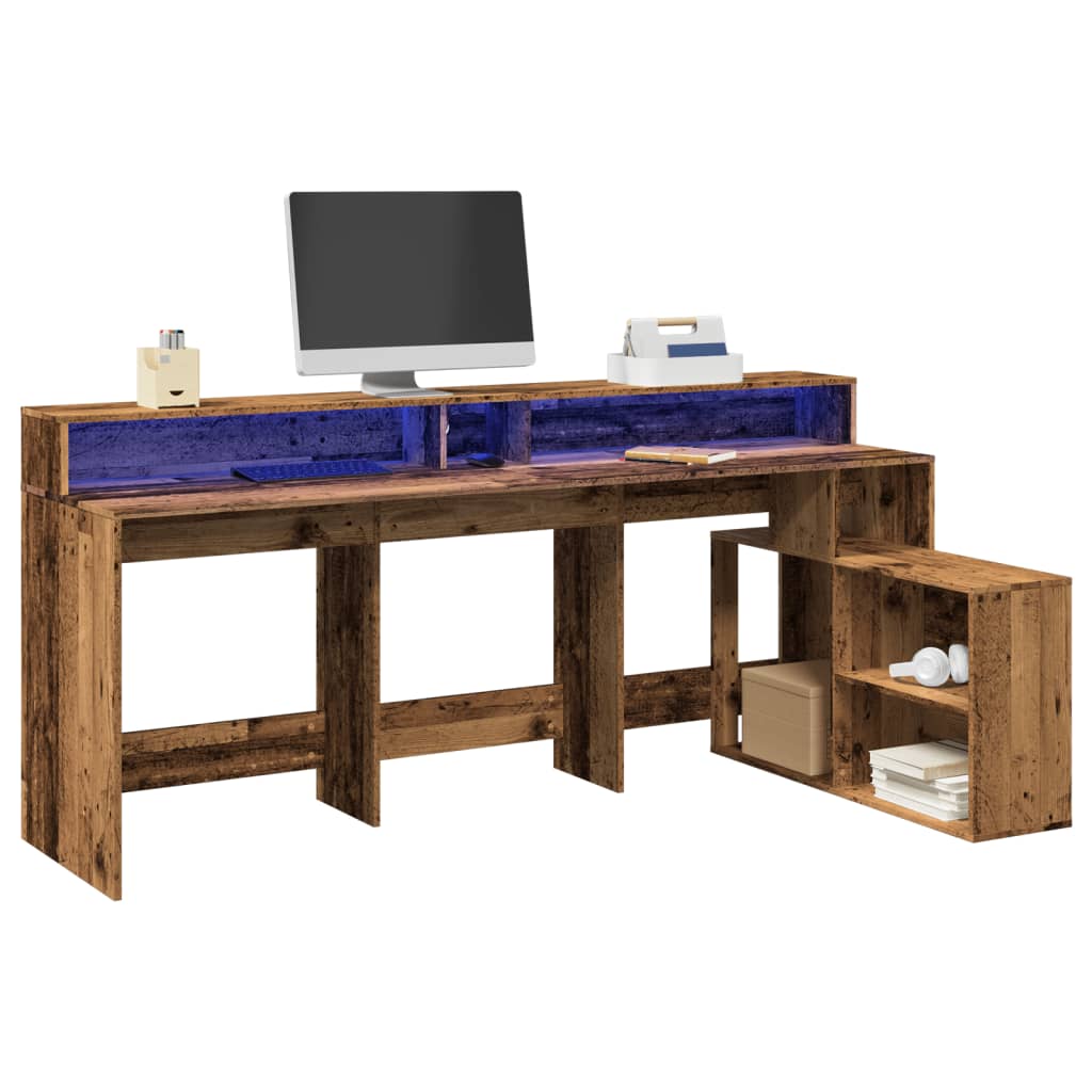 LED-Schreibtisch Weiß 200x104x91 cm Holzwerkstoff
