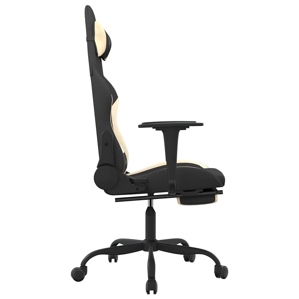 Gaming-Stuhl mit Massagefunktion Schwarz und Creme Stoff