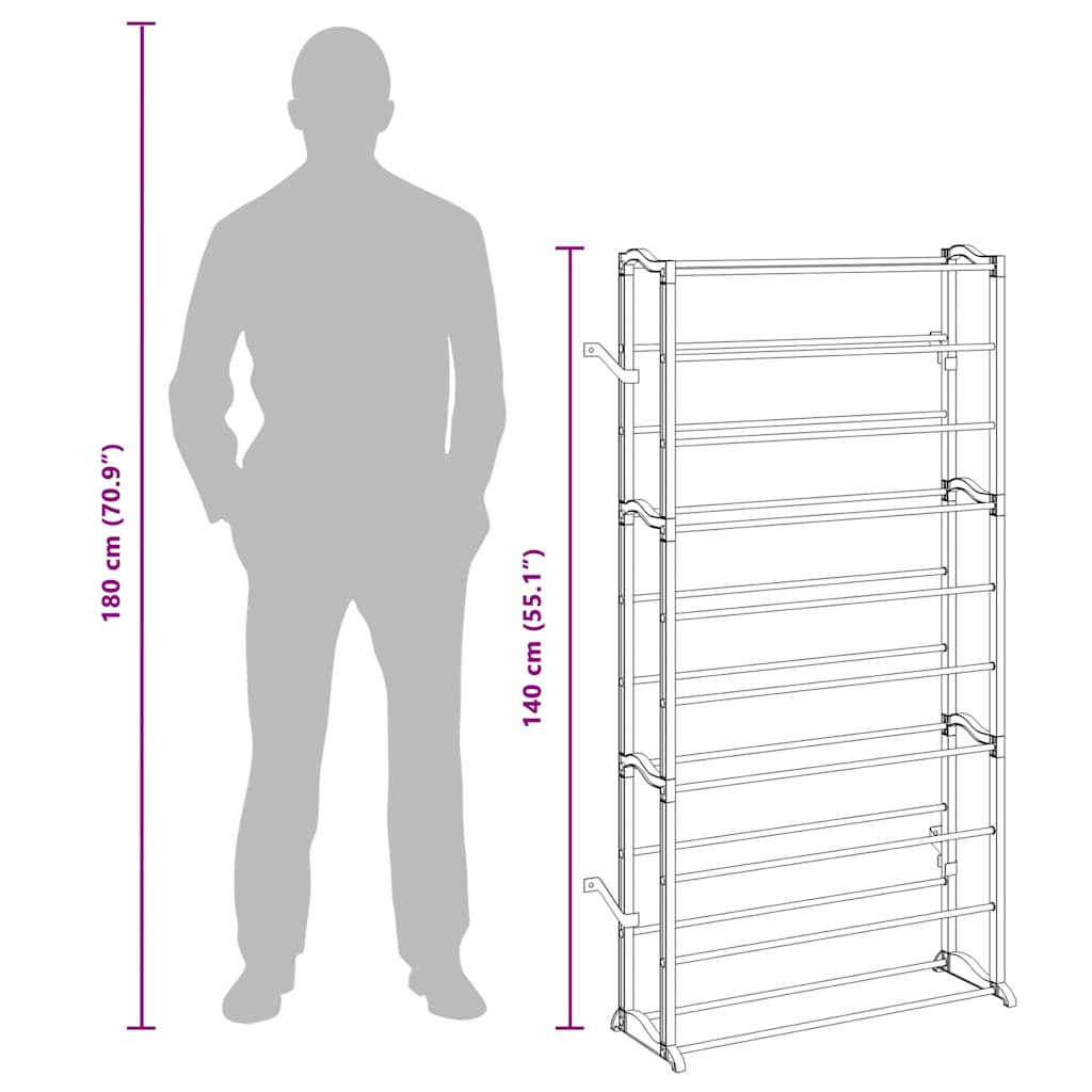 Schuhregal für 40 Paar Schuhe Schuhschrank 140cm
